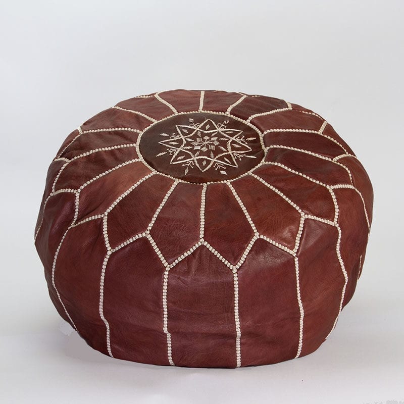 Marokkansk puf i mørkebrunt læder