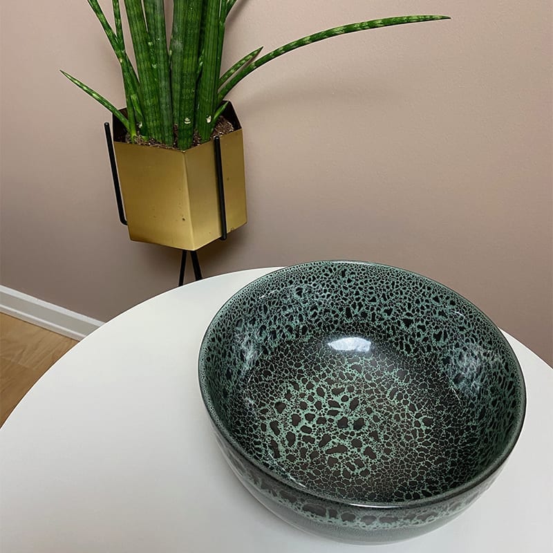 Skål grøn meleret 25 cm - Billede 4