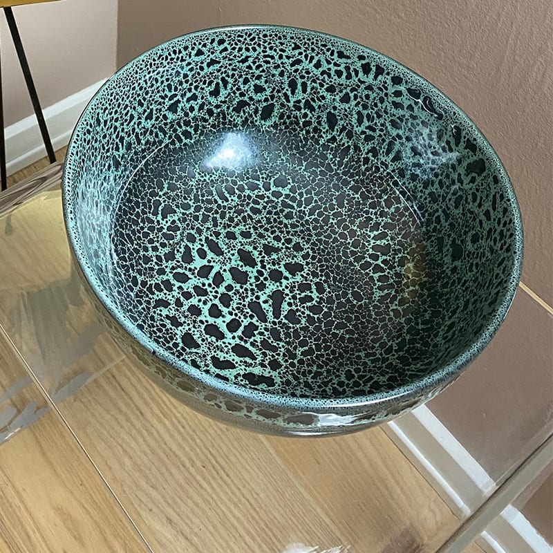 Skål grøn meleret 25 cm - Billede 5