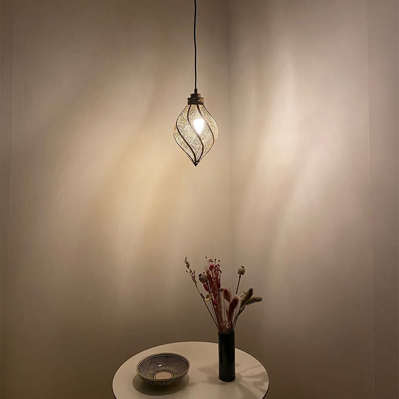 Marokkansk pendellampe twist dråbe - guld - Billede 2