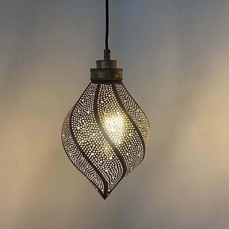 Marokkansk pendellampe twist dråbe - guld