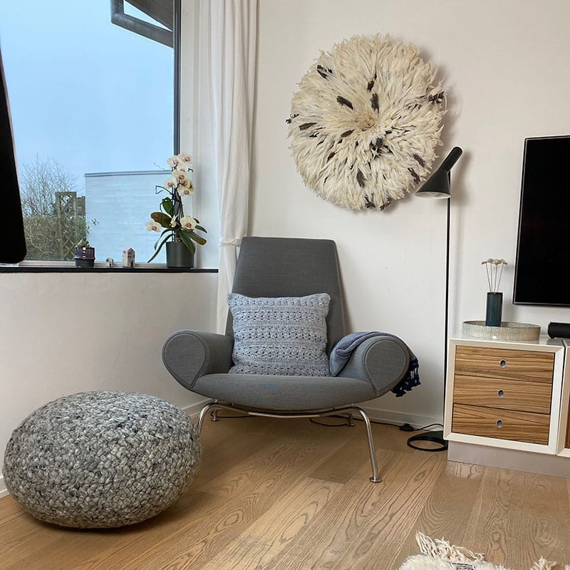 Fjer vægdekoration juju hat - hvid og sort - Billede 3