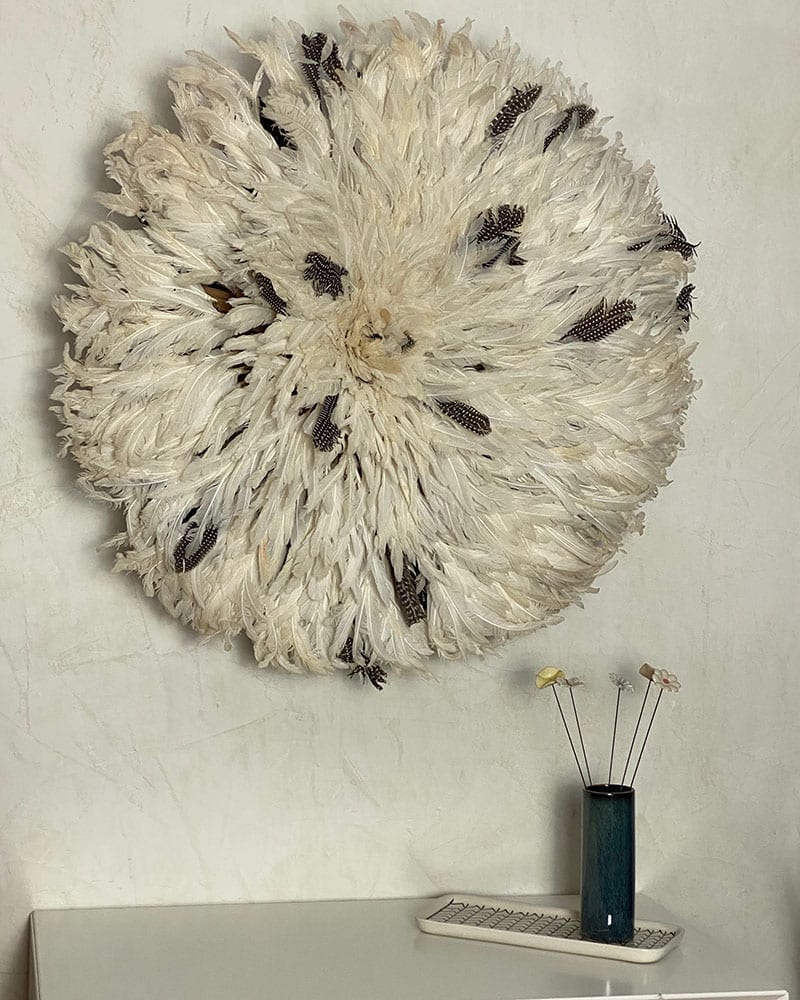 Fjer vægdekoration juju hat - hvid og sort - Billede 2