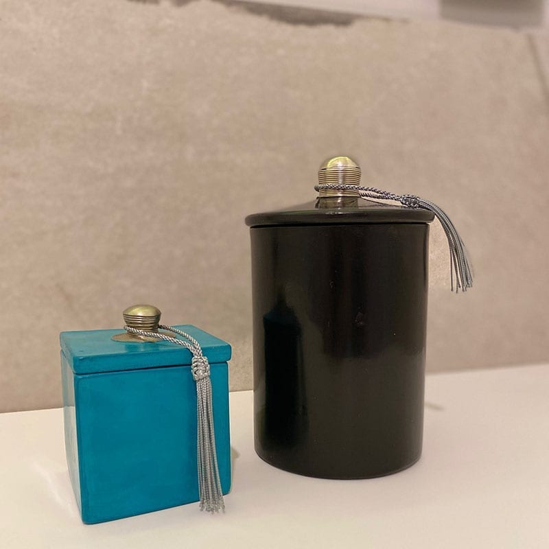 Krukke i stucco/tadlekt turkis- firkantet - Billede 3