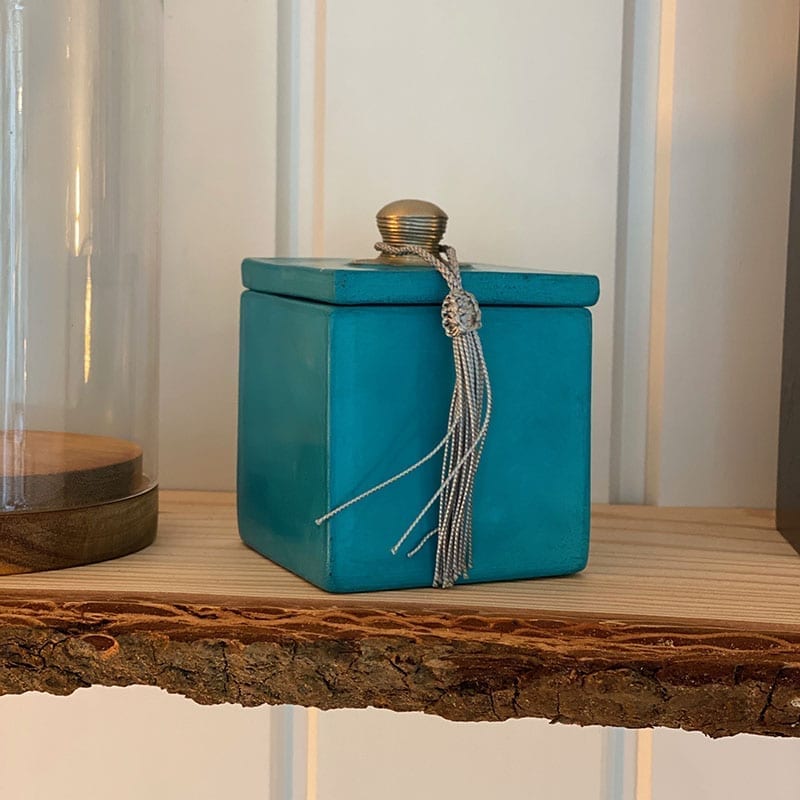 Krukke i stucco/tadlekt turkis- firkantet - Billede 2