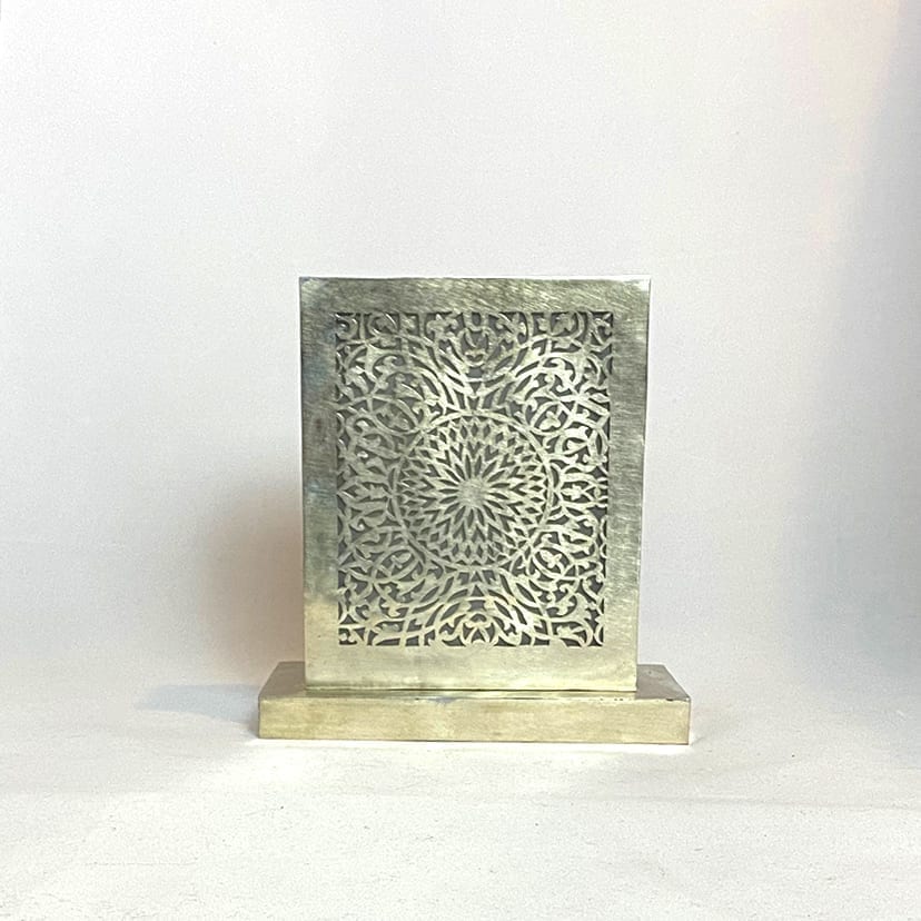 Marokkansk bordlampe sølvmetal - firkantet - Billede 4