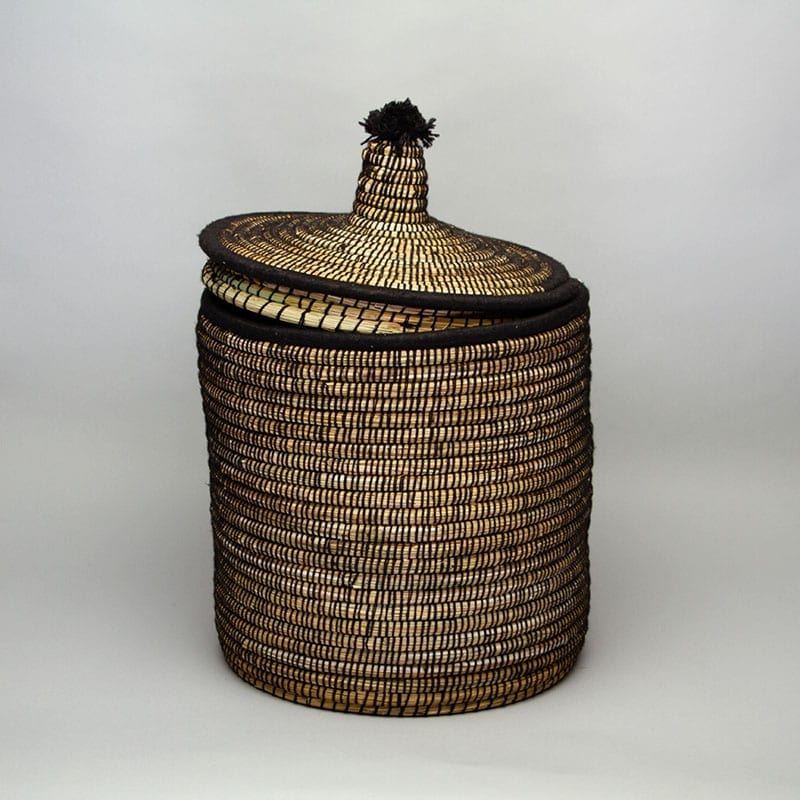 Kurv flet med låg - sort - Billede 2