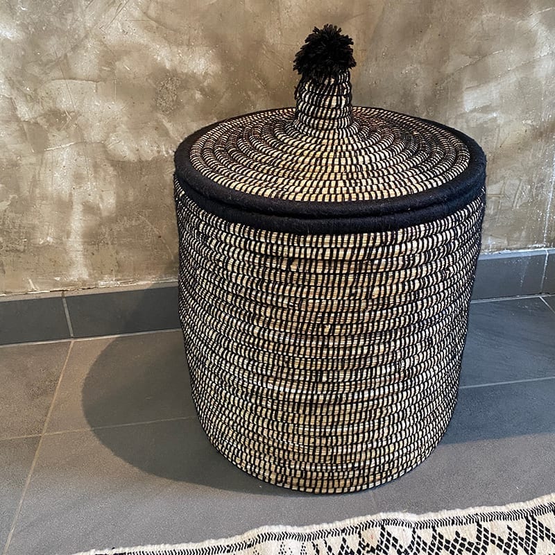 Kurv flet med låg - sort - Billede 4