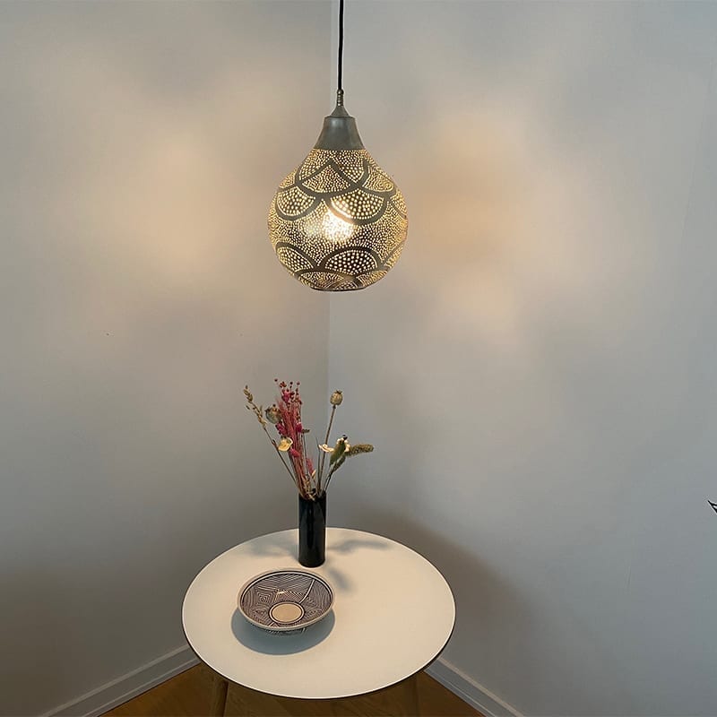 Marokkansk pendellampe rund - sølv - Billede 2