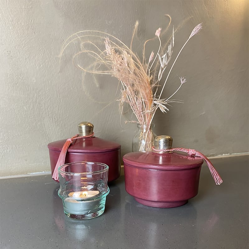 Krukker i stucco/tadlekt - bordeaux - lav - Billede 4