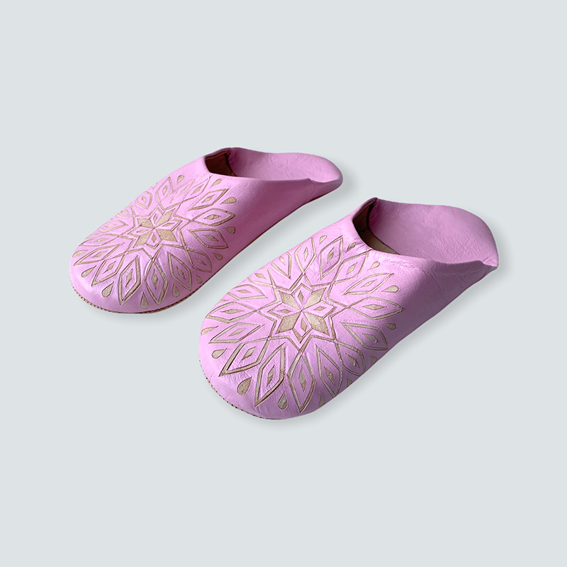 Marokkanske slippers - rosa med mønster (kvinde) - Billede 2