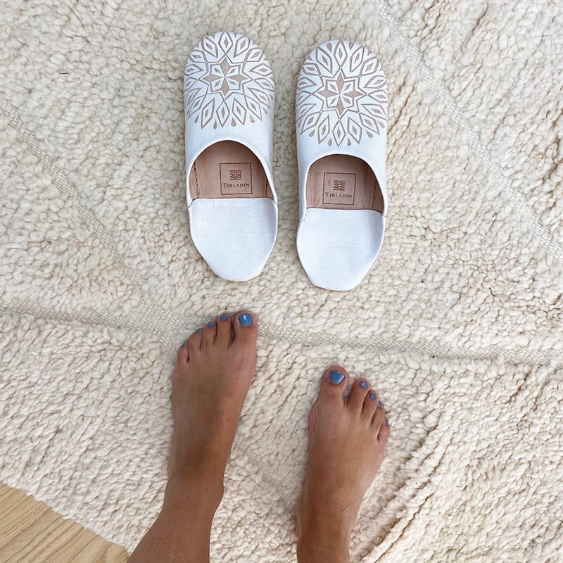 Marokkanske slippers - hvid med mønster (kvinde) - Billede 6