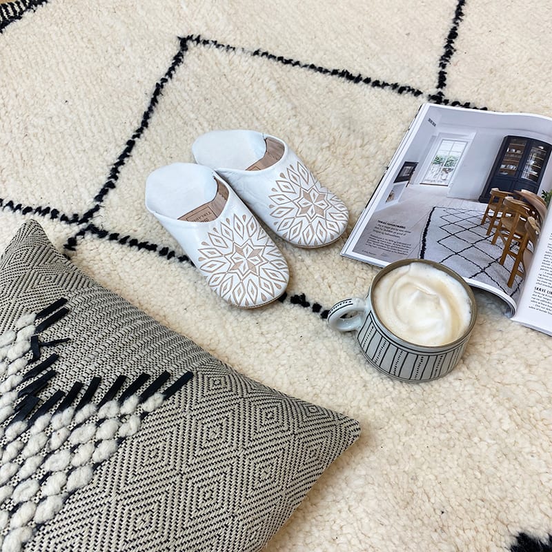 Marokkanske slippers - hvid med mønster (kvinde) - Billede 5