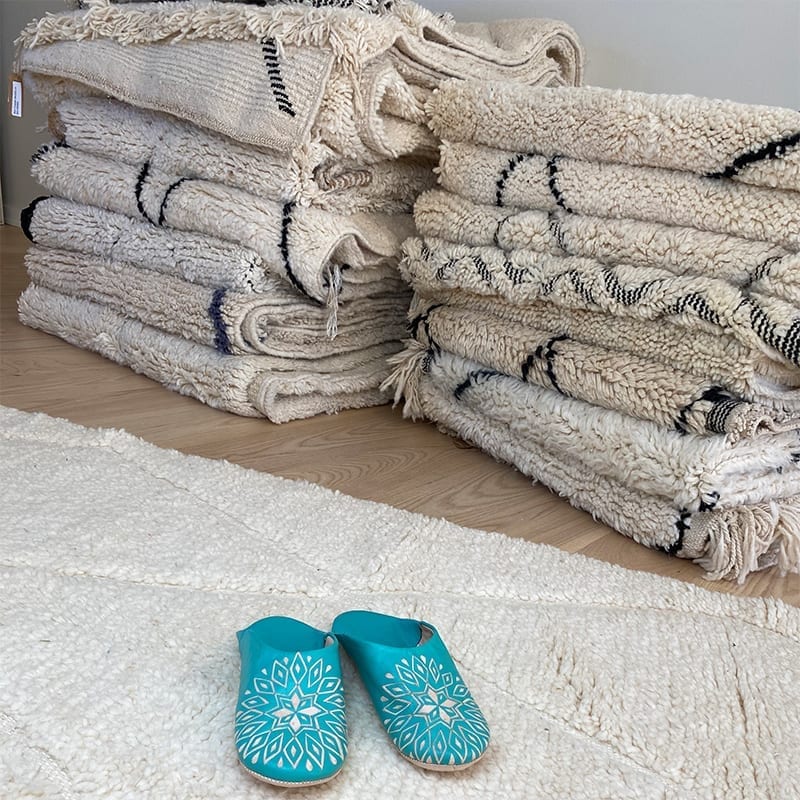 Marokkanske slippers - turkis med mønster (kvinde) - Billede 7