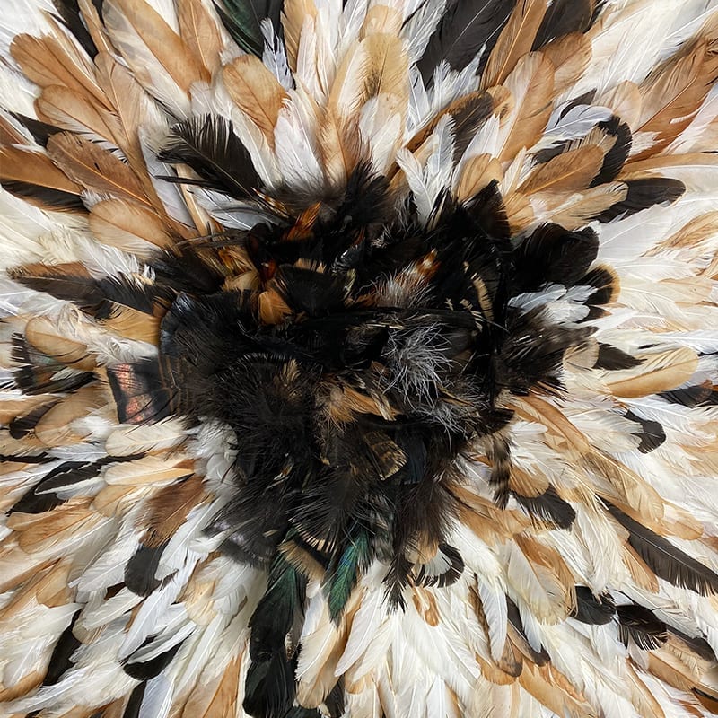 Fjer vægdekoration juju hat - lysebrun med mørkebrun midte - Billede 2