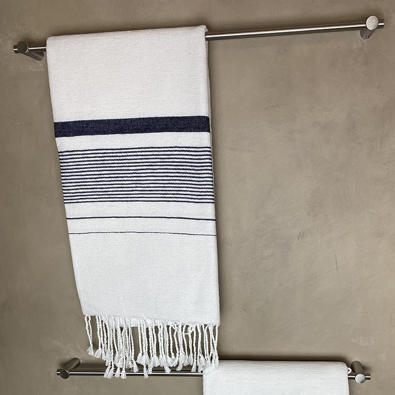 Marokkansk hammam håndklæde med mørkeblå striber - Billede 4