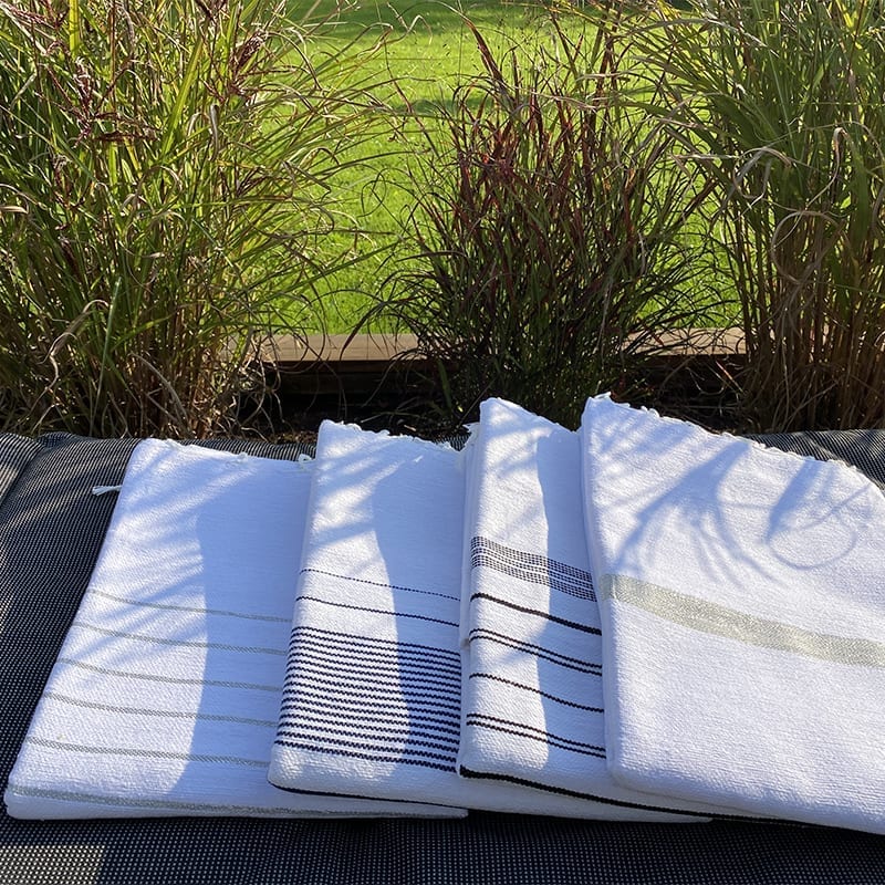 Marokkansk hammam håndklæde med mørkeblå striber - Billede 3