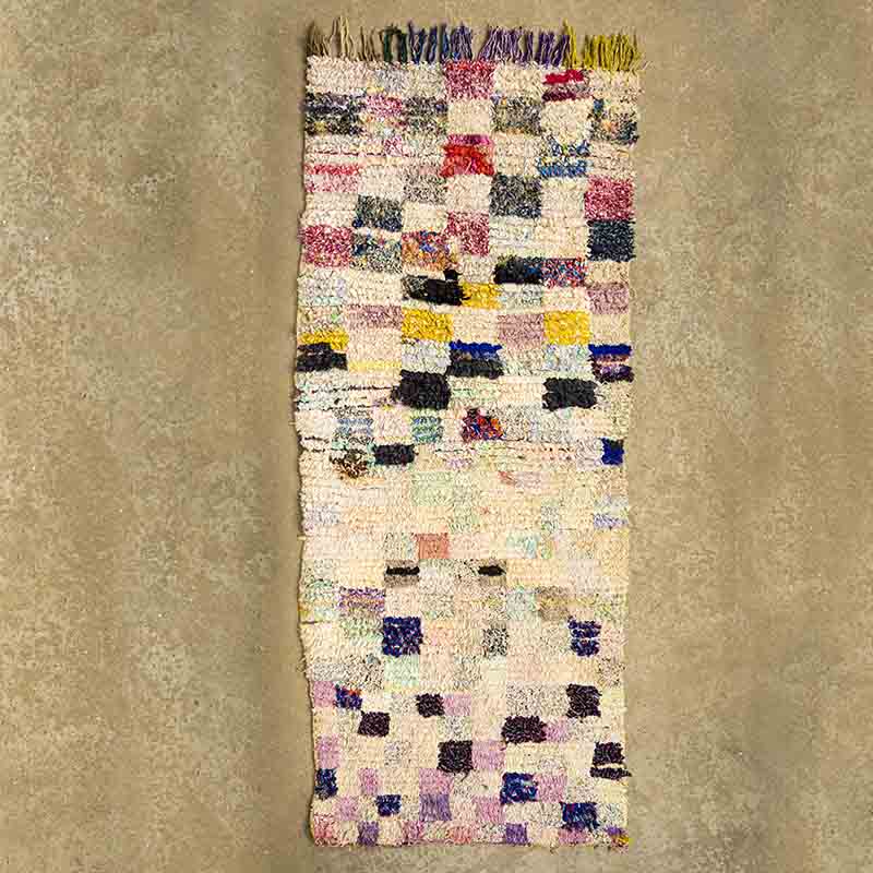 Marokkansk Boucherouite tæppe - Fleurie 100x230 - Billede 2