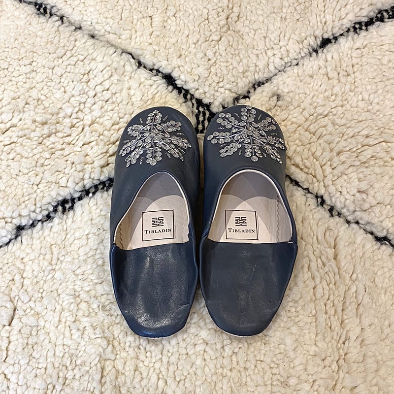 Marokkanske slippers - slate grå med palietter (kvinde) - Billede 3