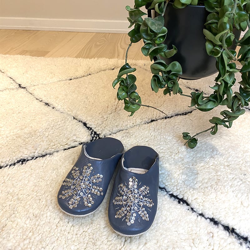 Marokkanske slippers - slate grå med palietter (kvinde) - Billede 2
