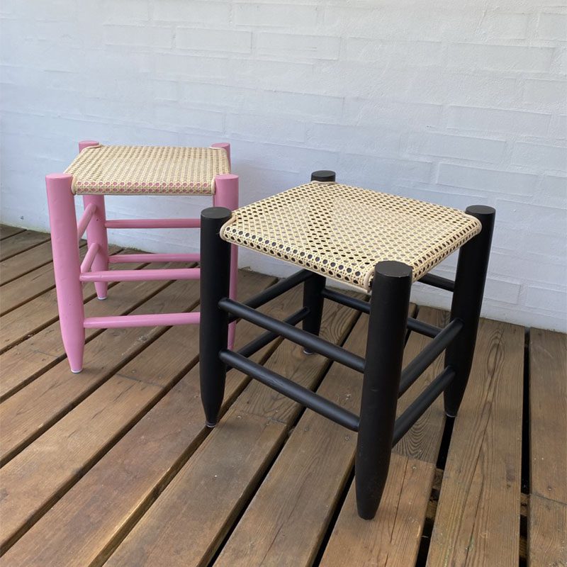 Skammel i Cannage Rattan - pink - Billede 5