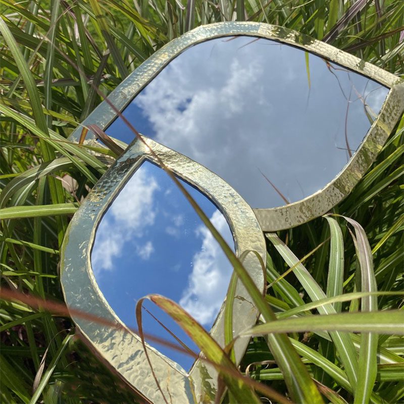 Øjeformet spejl - banket guld - Billede 2