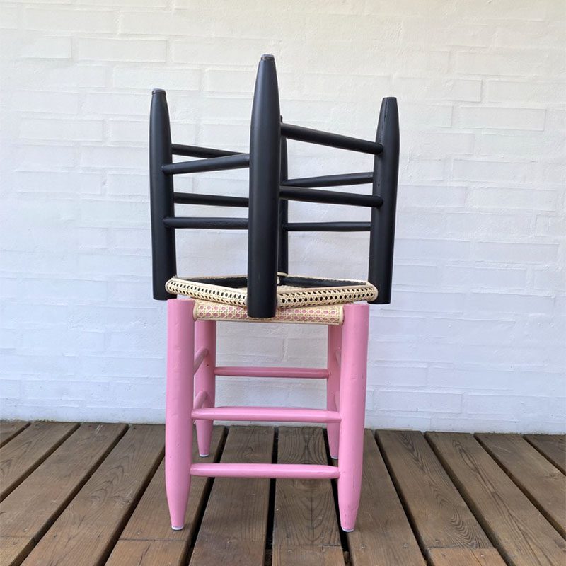 Skammel i Cannage Rattan - sort - Billede 3