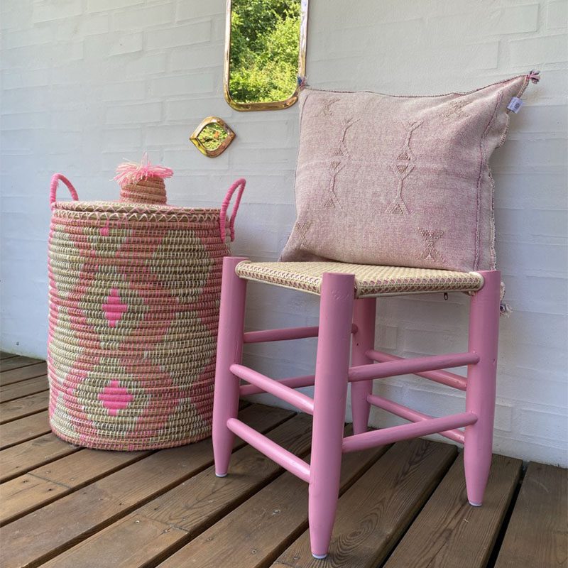 Skammel i Cannage Rattan - pink - Billede 2