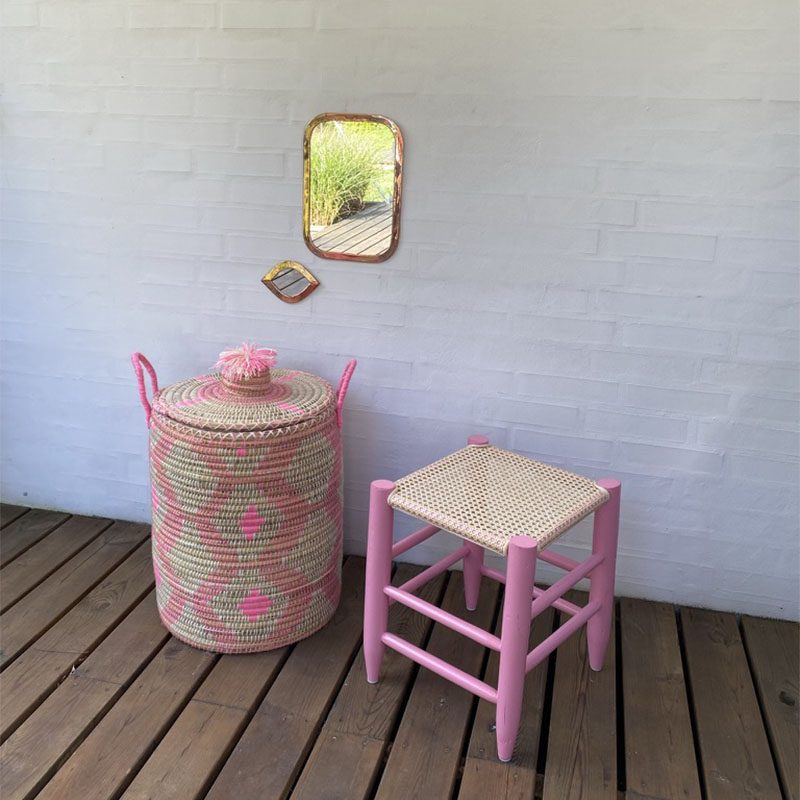 Skammel i Cannage Rattan - pink - Billede 4