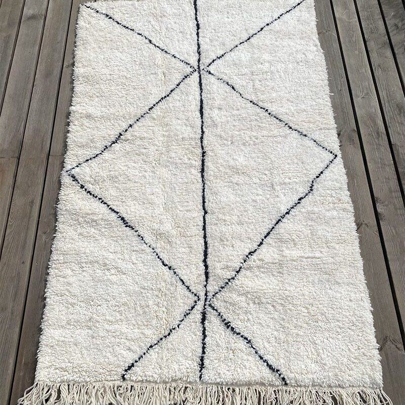 Håndvævet uldtæppe Beni Ouarain 127x210