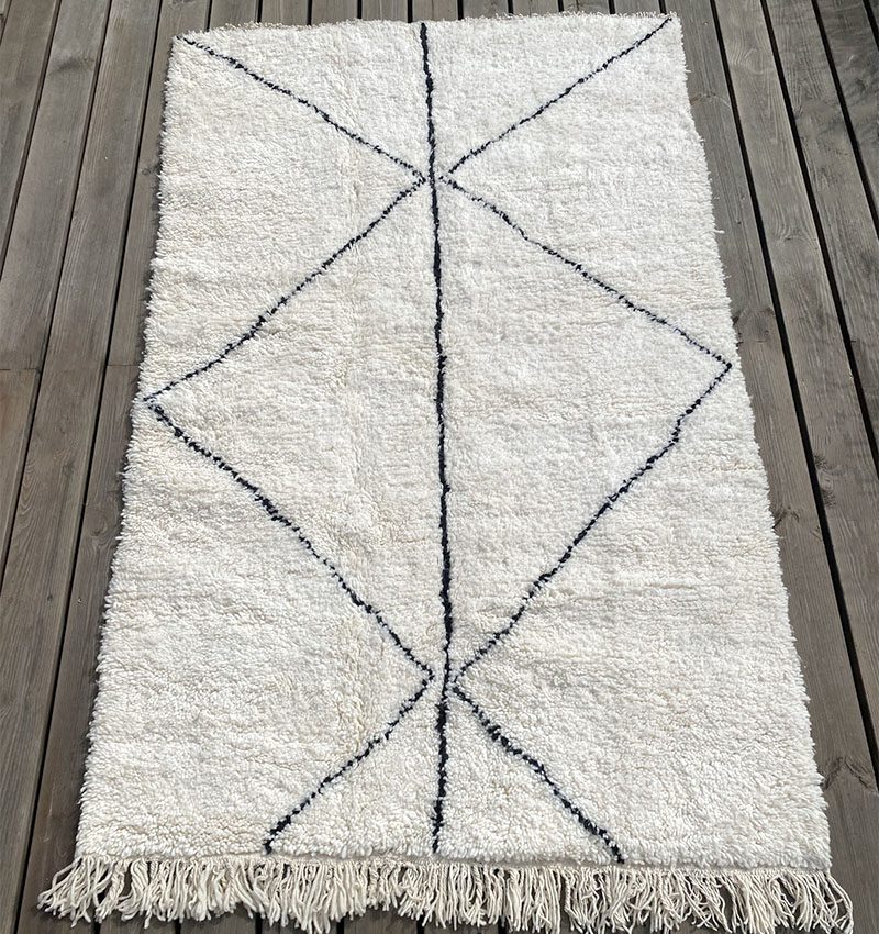 Håndvævet uldtæppe Beni Ouarain 127x210