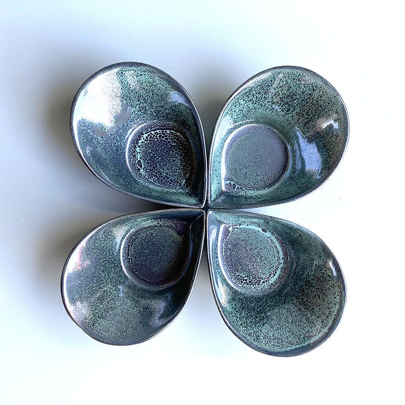 Skål grøn marbré - dråbeformet - Billede 3