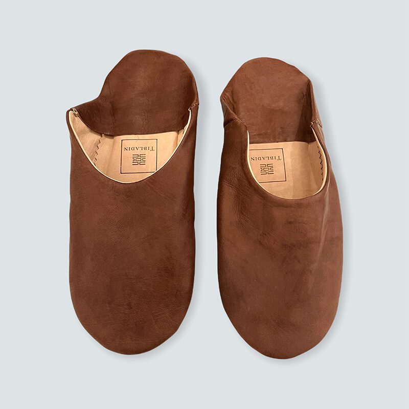 Marokkanske slippers - brun hazelnut (herre)