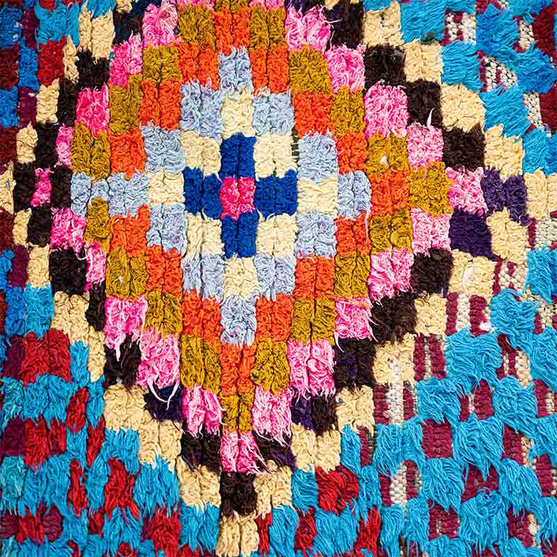 Marokkansk Boucherouite tæppe - Bleu 94x222 - Billede 2