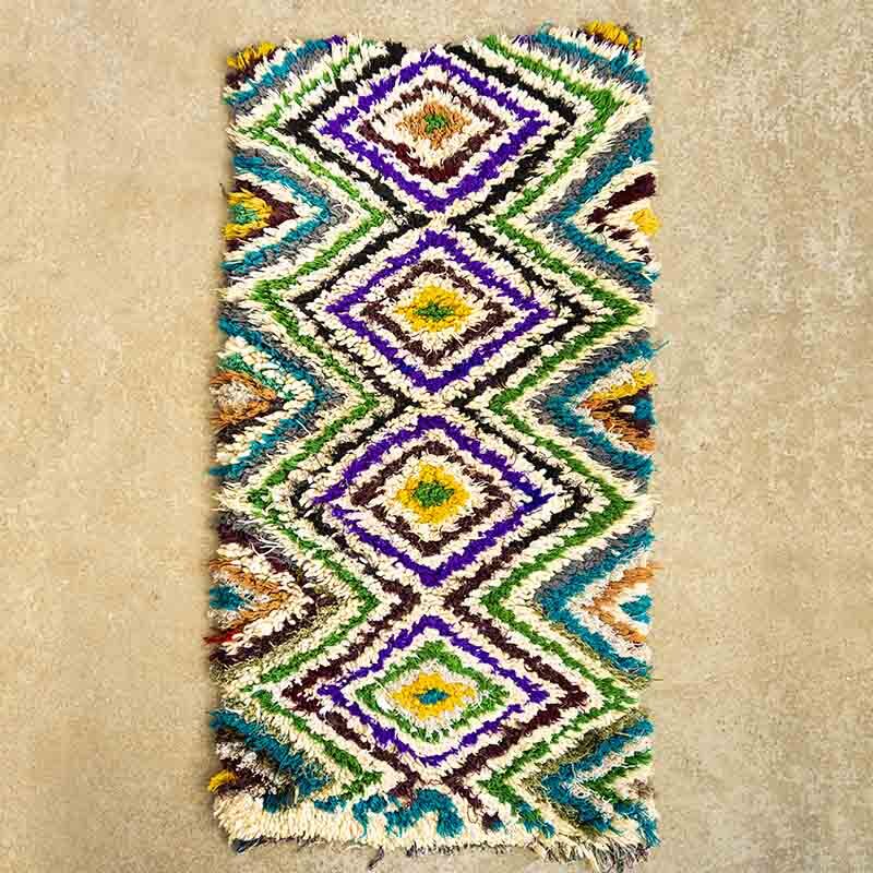 Marokkansk Boucherouite tæppe - RETRO 85x160