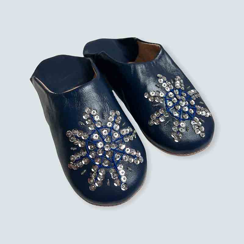 Marokkanske slippers - Midnatsblå med palietter (kvinde) - Billede 3