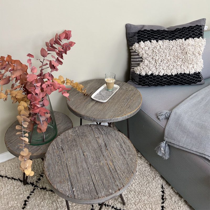 Træborde i grå/blå MOULE - Billede 3