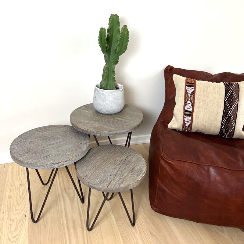 Træborde i grå/blå MOULE