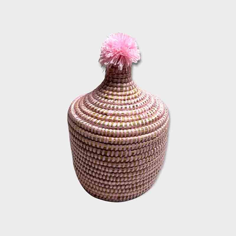 Lille lyserød kurv med låg