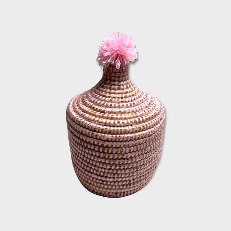 Lille lyserød kurv med låg