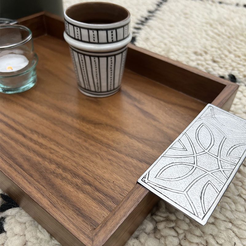 Bakke i valnøddetræ og håndtag i håndskåret inox - Billede 3