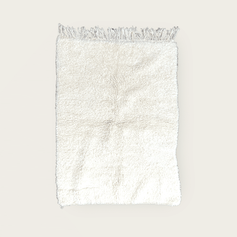 Håndvævet uldtæppe Beni Ouarain PETITE BLANCHE NEIGE 110x155