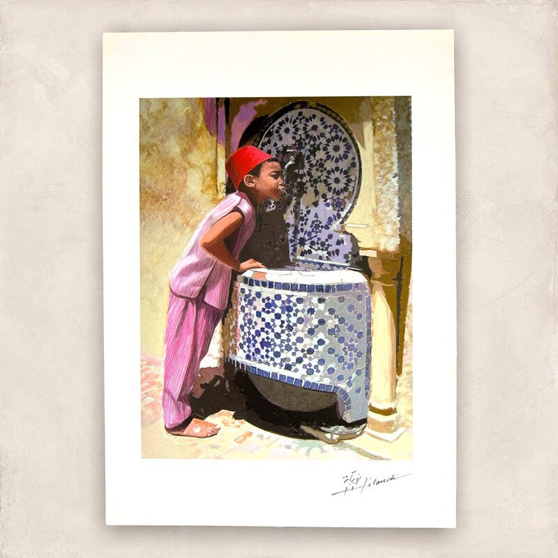 Plakat 35x24,5 cm. DRENG VED FONTAINE