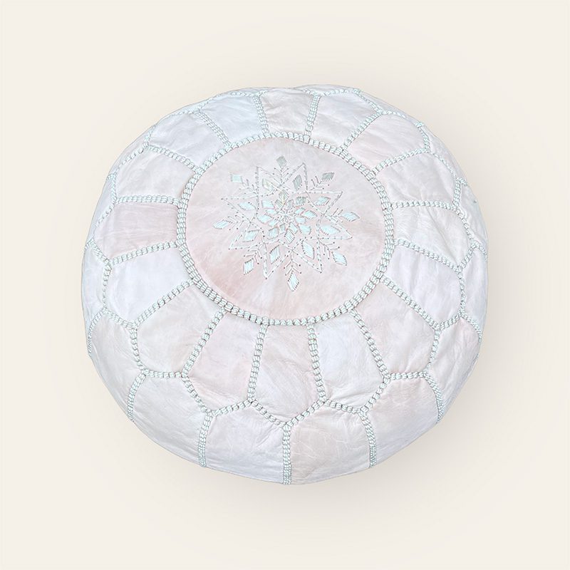 Puf i lys naturlæder mini