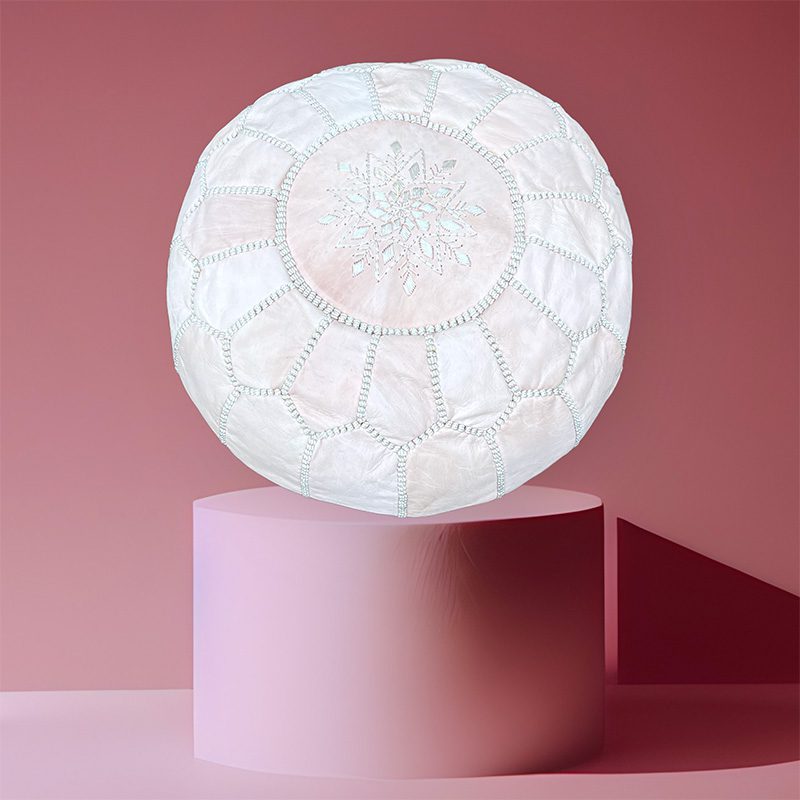 Puf i lys naturlæder mini - Billede 4