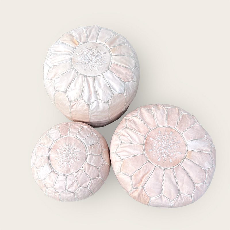 Puf i lys naturlæder mini - Billede 2