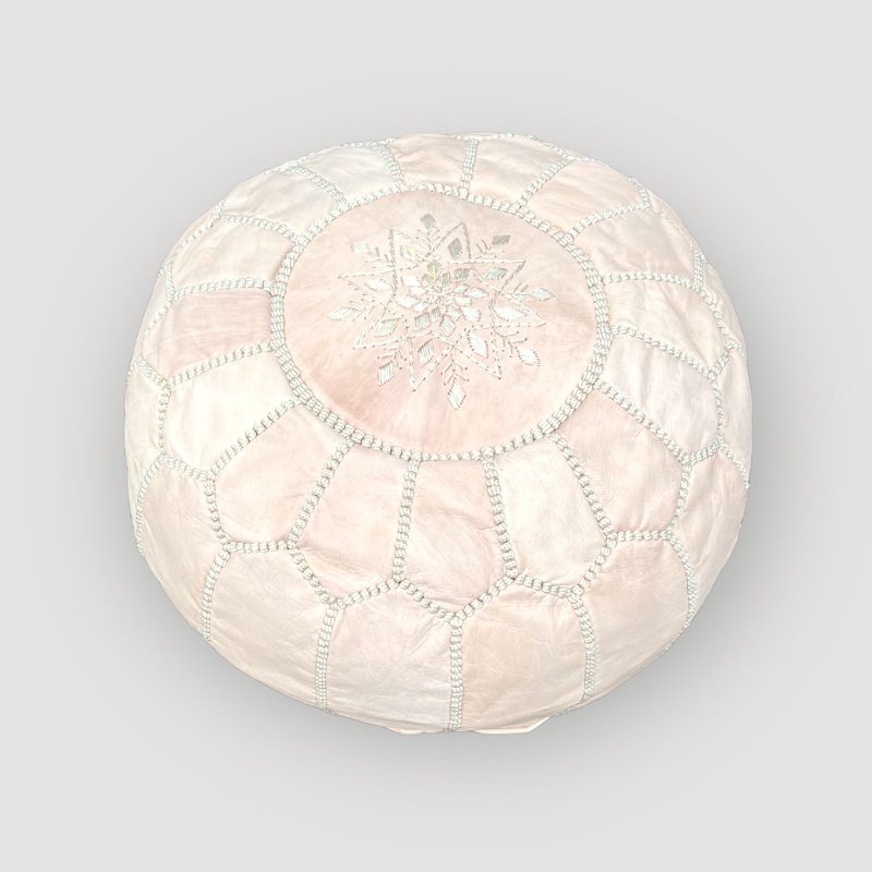 Puf i lys naturlæder - Billede 2