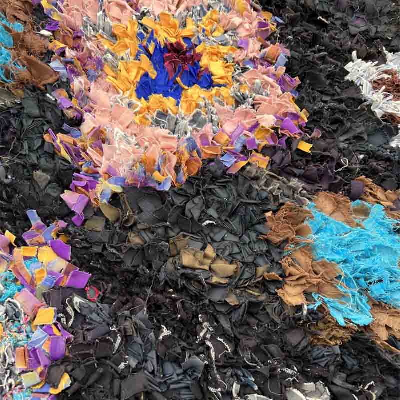 Marokkansk Boucherouite tæppe -SORT SOL 88x210 - Billede 2